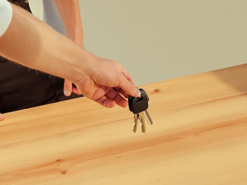 Entrega de las llaves de un piso sobre una mesa